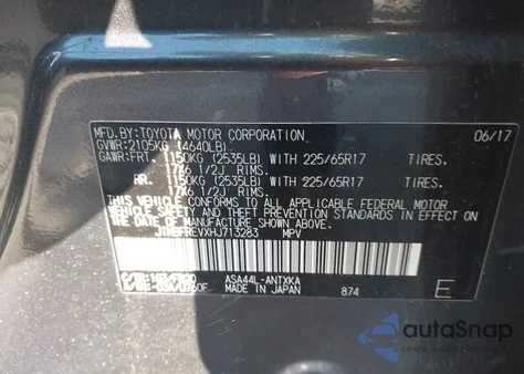 2017 Toyota Rav4 Le z USA, uszkodzony, nr VIN JTMBFREVXHJ713283